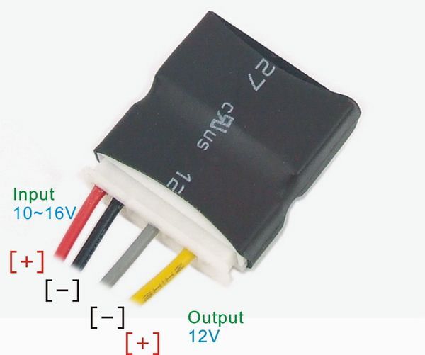 Isolated Power Module DC-DC Converter In 10-16V Out 12V With Connector Cables 