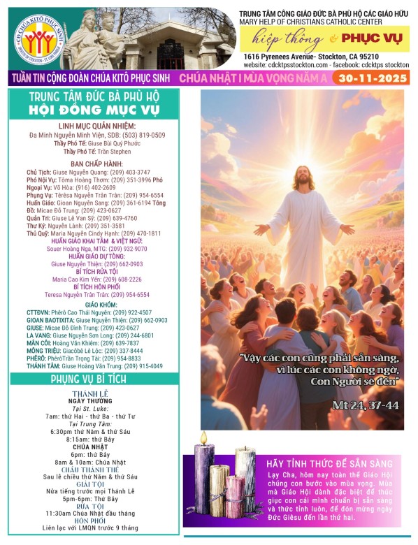 BẢN TIN CỘNG ĐOÀN CHÚA NHẬT I MÙA VỌNG NĂM A - 30-11-2025