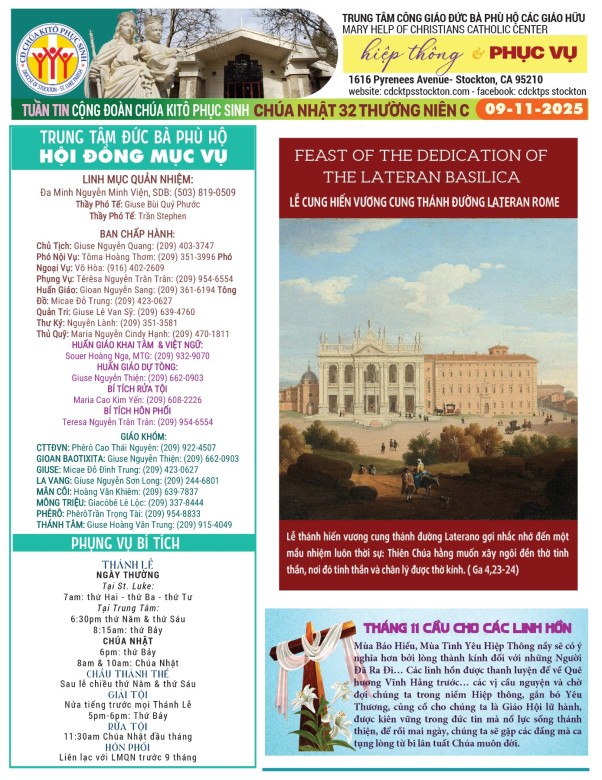 BẢN TIN CỘNG ĐOÀN CHÚA NHẬT XXXII MÙA THƯỜNG NIÊN NĂM C - 09-11-2025