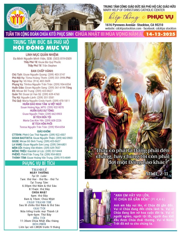 BẢN TIN CỘNG ĐOÀN CHÚA NHẬT III MÙA VỌNG NĂM A - 14-12-202