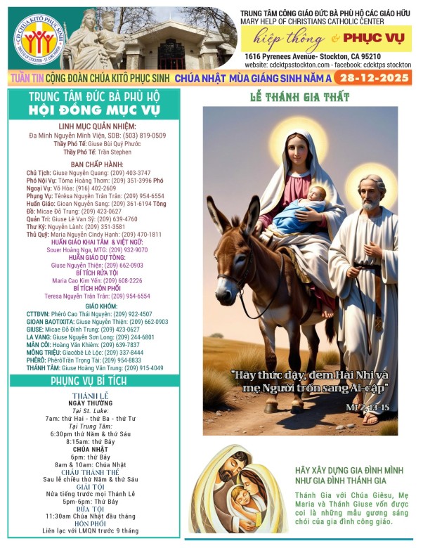 BẢN TIN CỘNG ĐOÀN CHÚA NHẬT MÙA GIÁNG SINH NĂM A - 28-12-2025