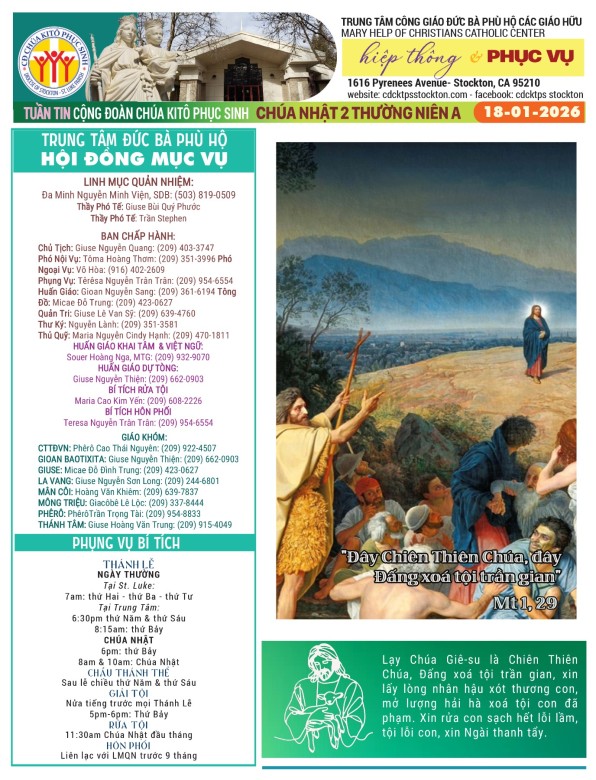 BẢN TIN CỘNG ĐOÀN CHÚA NHẬT II MÙA THƯỜNG NIÊN NĂM A - 18-01-2026