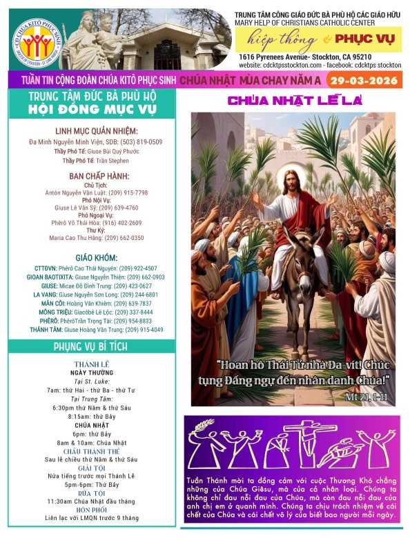 BẢN TIN CỘNG ĐOÀN MÙA CHAY NĂM A - CHÚA NHẬT LỄ LÁ - 29-03-2026
