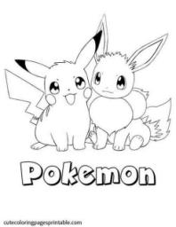 Pokemon Coloring Page Of Pikachu and Eevee